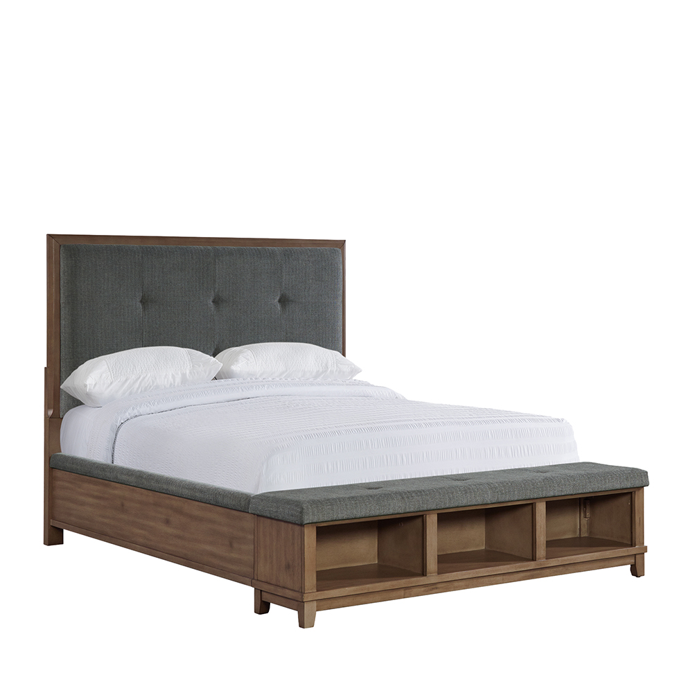 Jolene Grey Four Piece Set with Queen Storage Bed ( Dr, Mr, Chest and Storage Bed ) | Ellesime International 