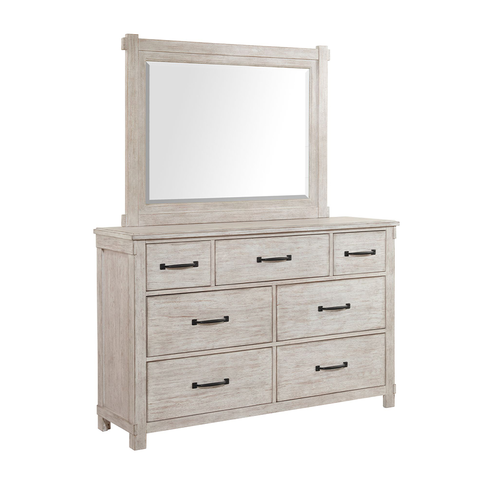 Scott White Four Piece Set with Queen Storage HB/FB Bed ( Dr, Mr, NS, and Bed ) | Ellesime International 