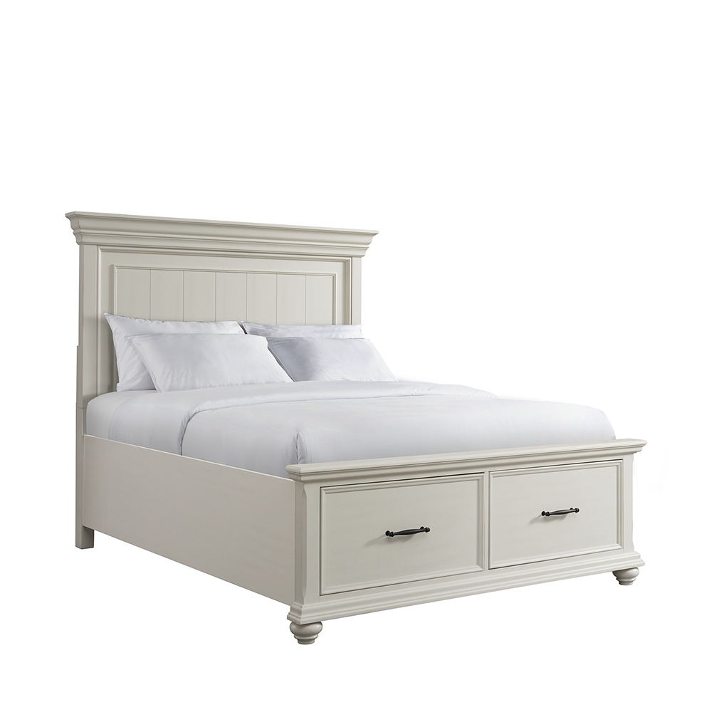 Slater White Four Piece Set with Queen Storage Bed ( Dr, Mr, NS and Bed ) | Ellesime International 