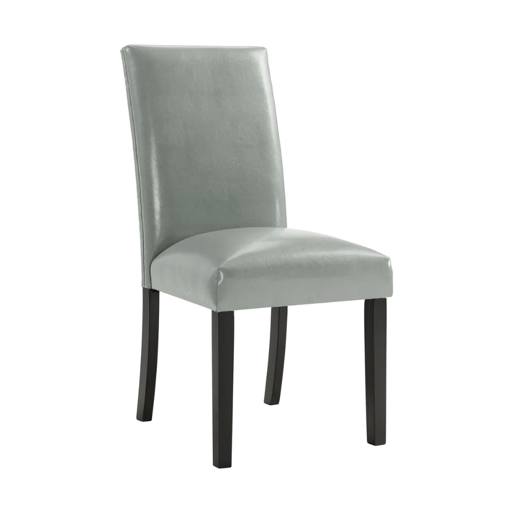 Valentino White Marble Dining Seven Piece Set ( Dining Table, Six Grey PU No Nailhead Side Chair ) | Ellesime International 