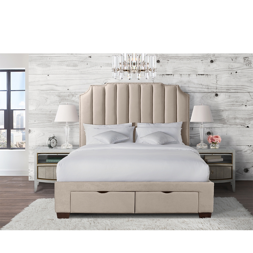 Ellesime International  | Harper Upholstered Queen Storage Bed ( Sand )
