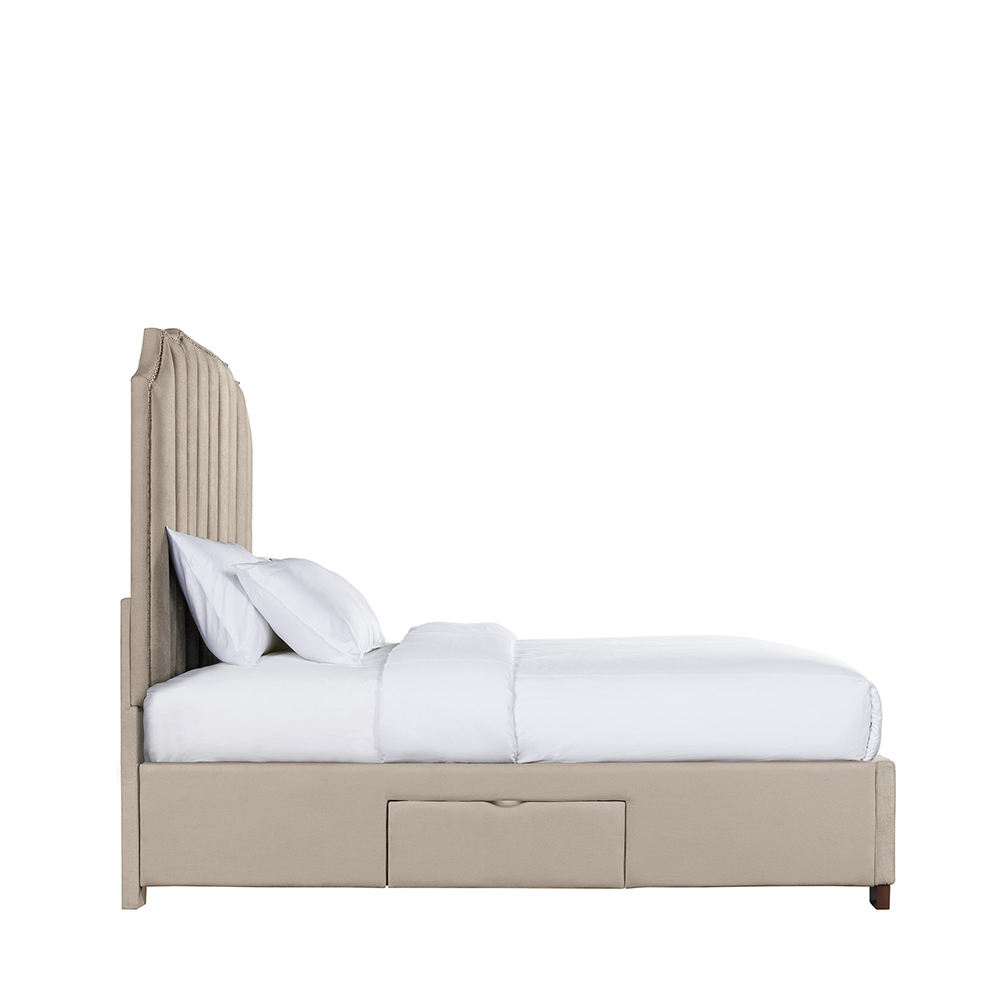 Harper Upholstered Queen Storage Bed ( Sand ) | Ellesime International 