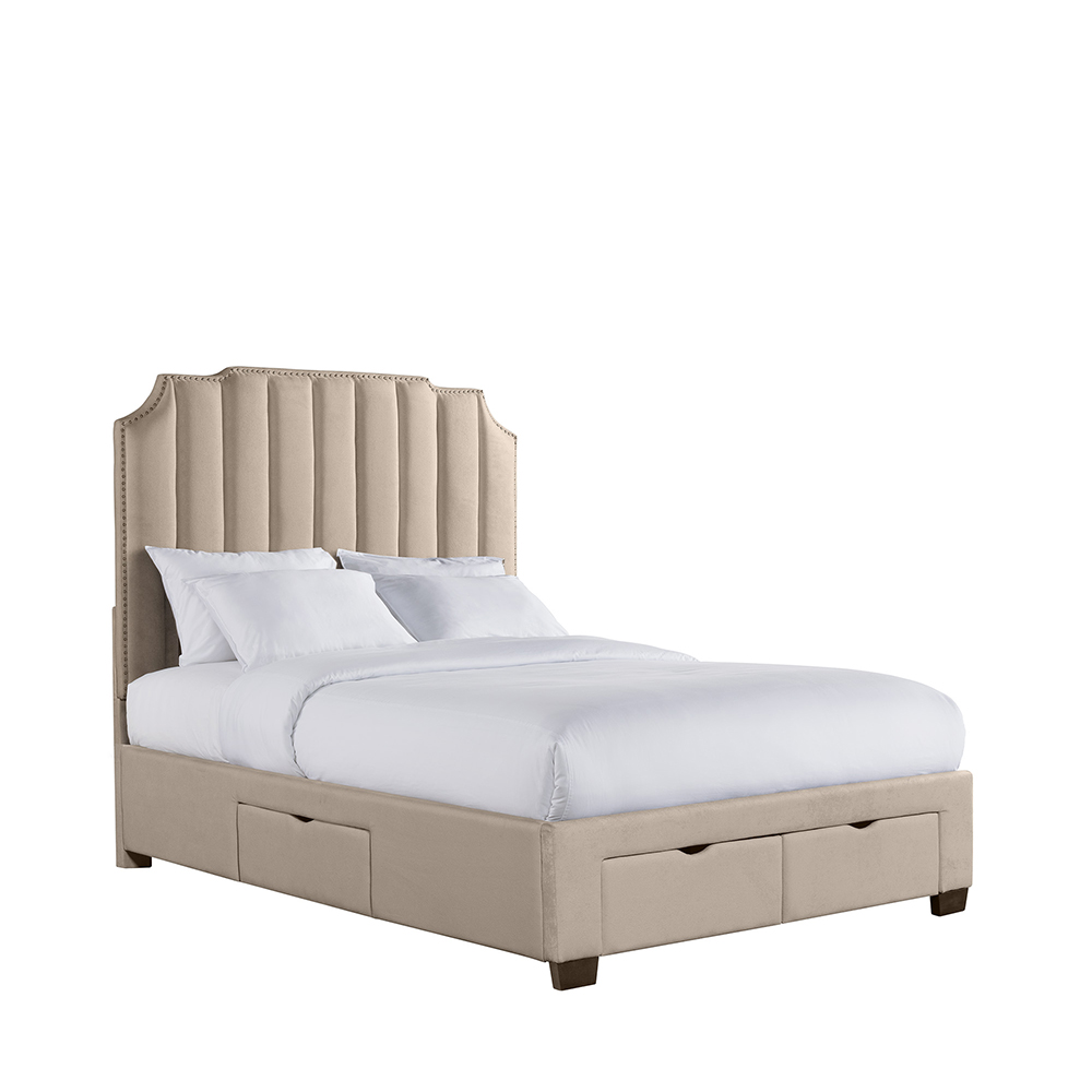 Harper Upholstered Queen Storage Bed ( Sand ) | Ellesime International 