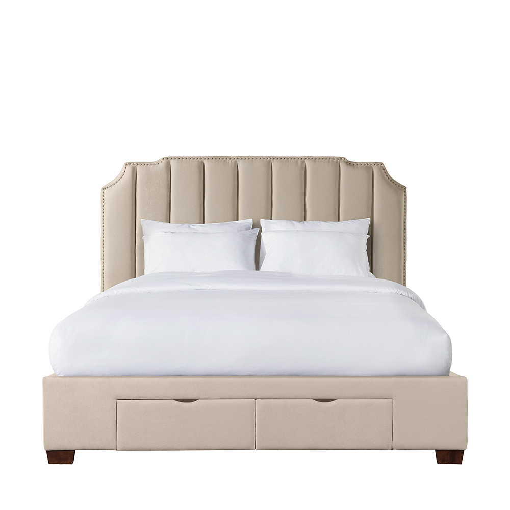 Harper Upholstered King Storage Bed ( Sand ) | Ellesime International 