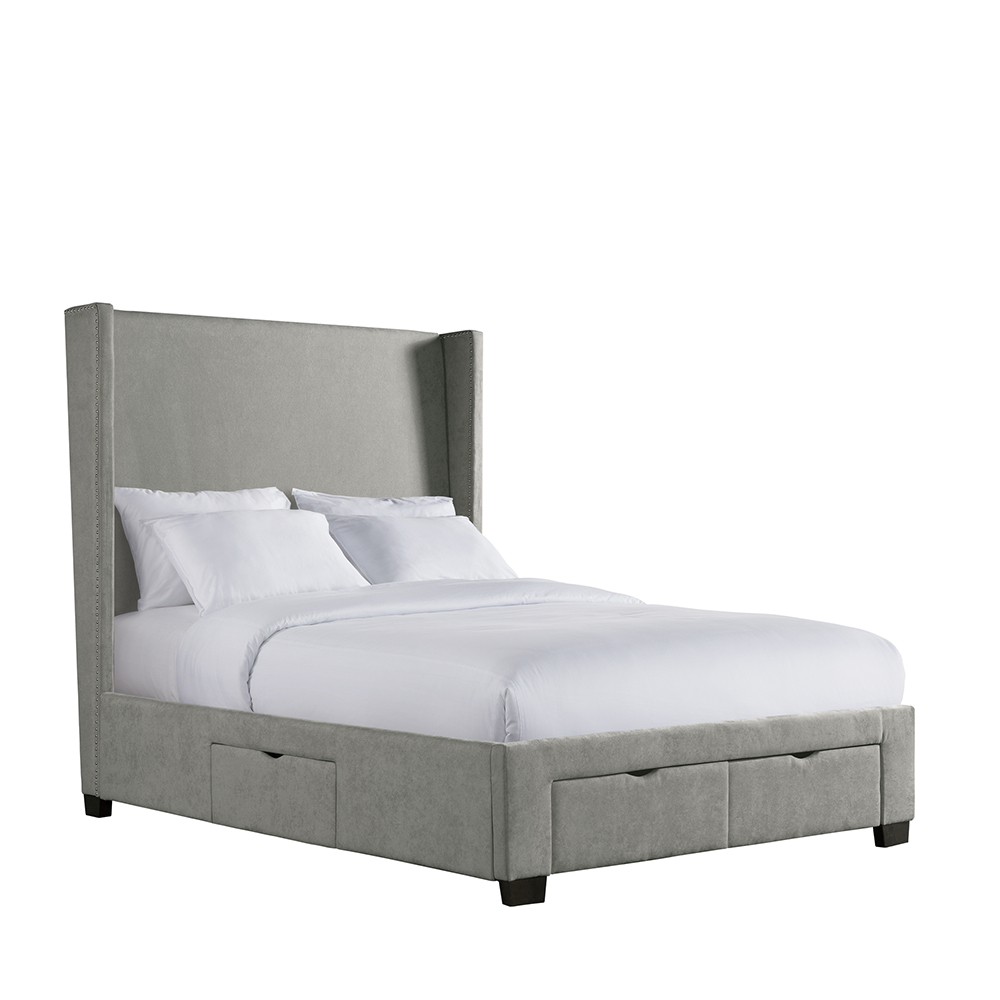Magnolia Upholstered Queen Storage Beds ( Grey ) | Ellesime International 