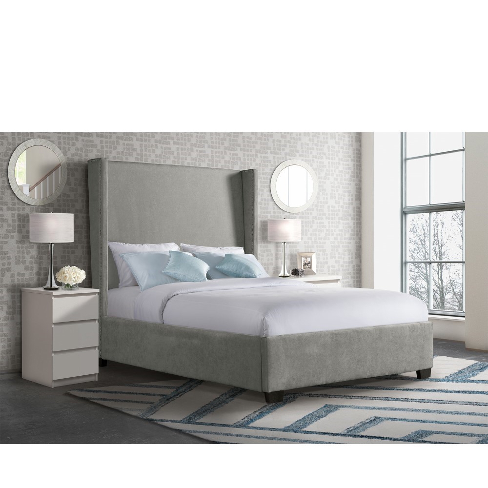 Ellesime International  | Magnolia Upholstered Queen Beds ( Grey )