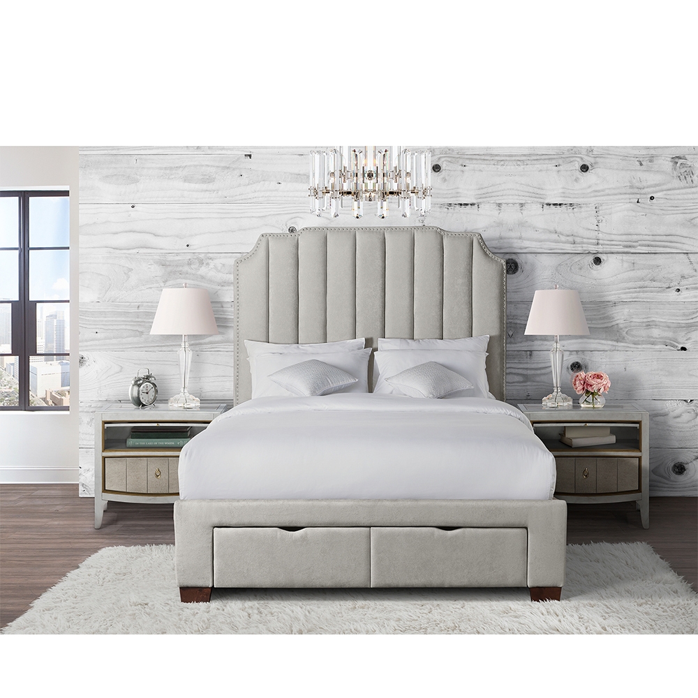 Ellesime International  | Harper Upholstered King Storage Bed ( Grey )