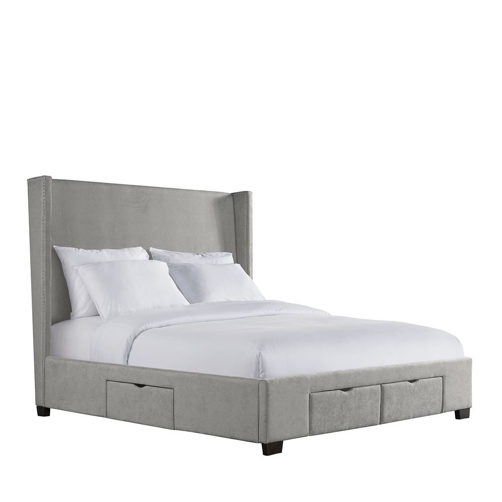 Magnolia Upholstered King Storage Beds ( Grey ) | Ellesime International 