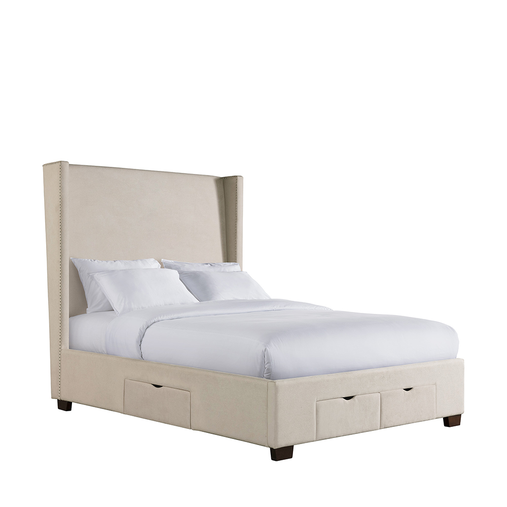 Magnolia Upholstered Queen Storage Beds ( Sand ) | Ellesime International 