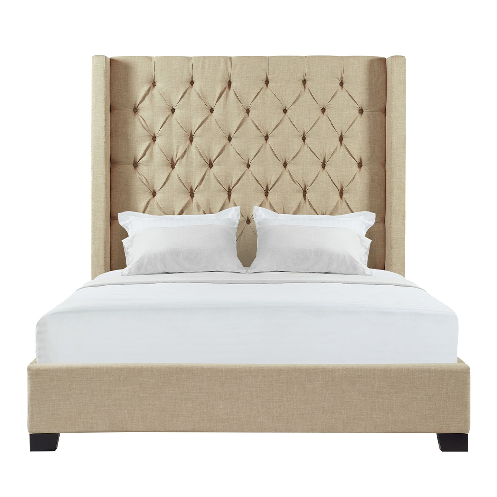 Morrow Upholstered Queen Bed ( Natural ) | Ellesime International 