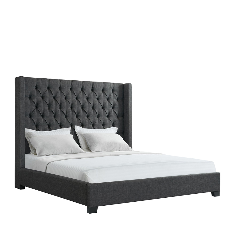 Morrow Upholstered King Bed ( Charcoal ) | Ellesime International 