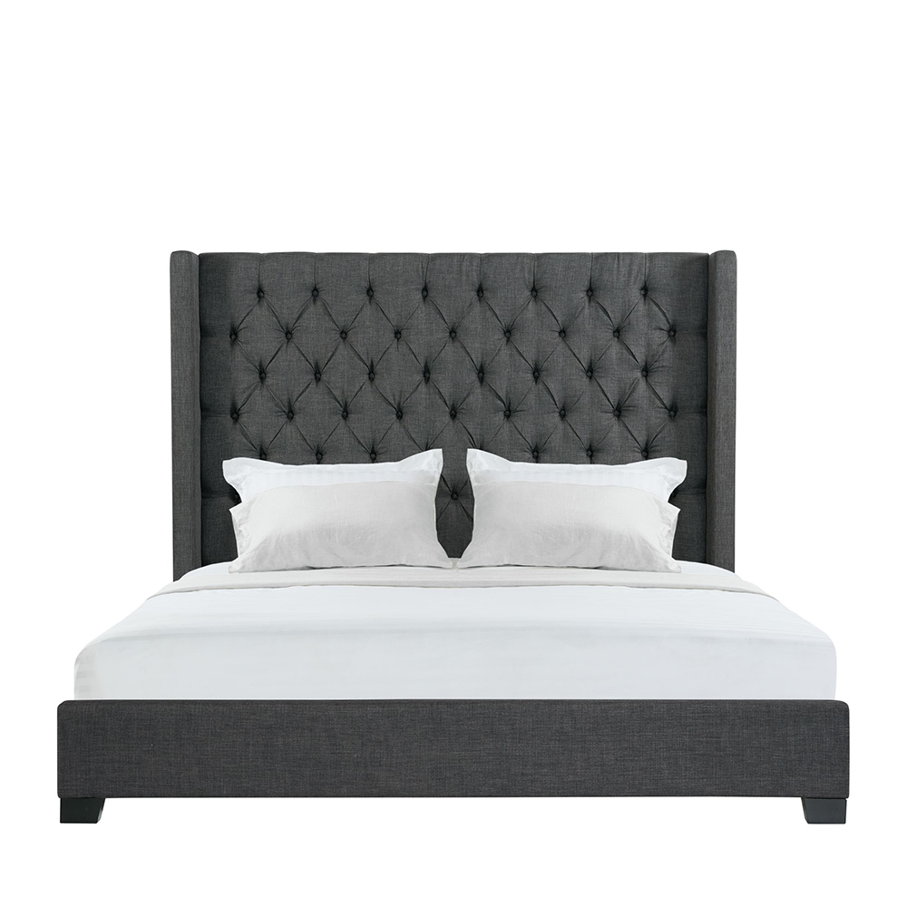 Morrow Upholstered King Bed ( Charcoal ) | Ellesime International 