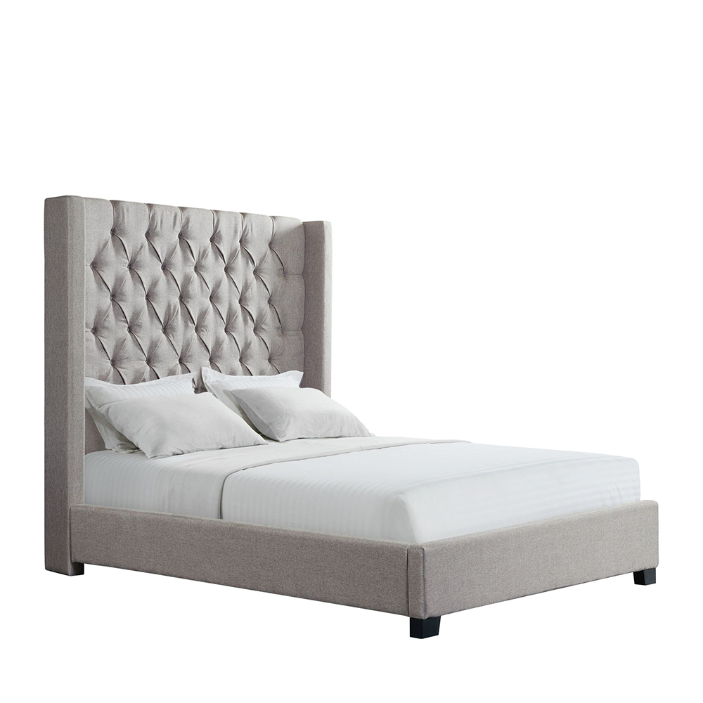 Morrow Upholstered Queen Bed ( Grey ) | Ellesime International 