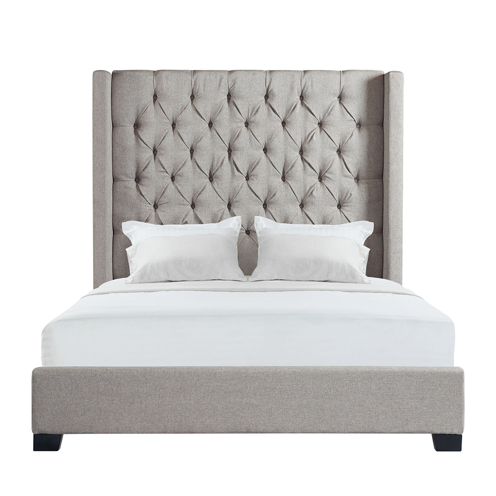 Morrow Upholstered Queen Bed ( Grey ) | Ellesime International 