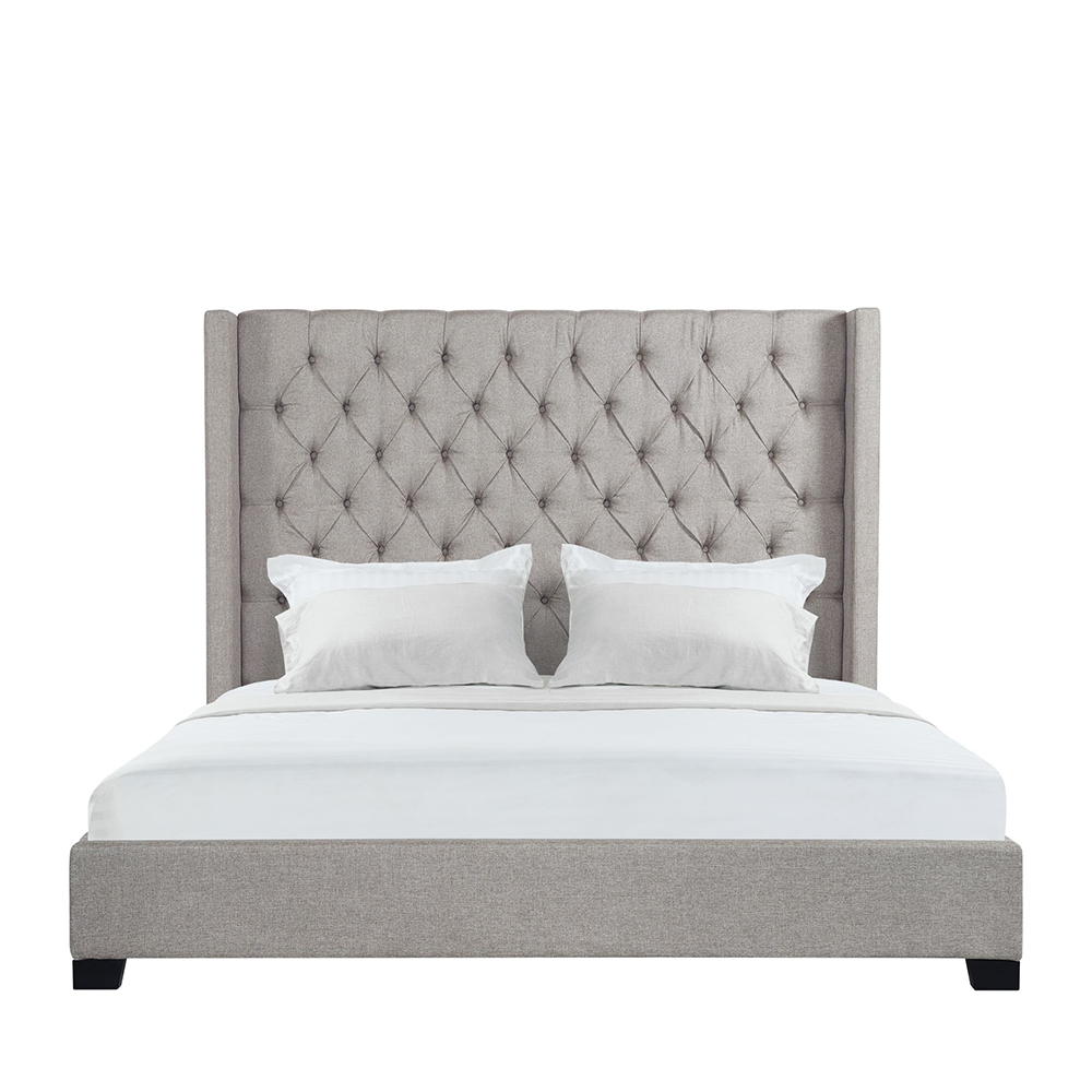 Morrow Upholstered King Bed ( Grey ) | Ellesime International 