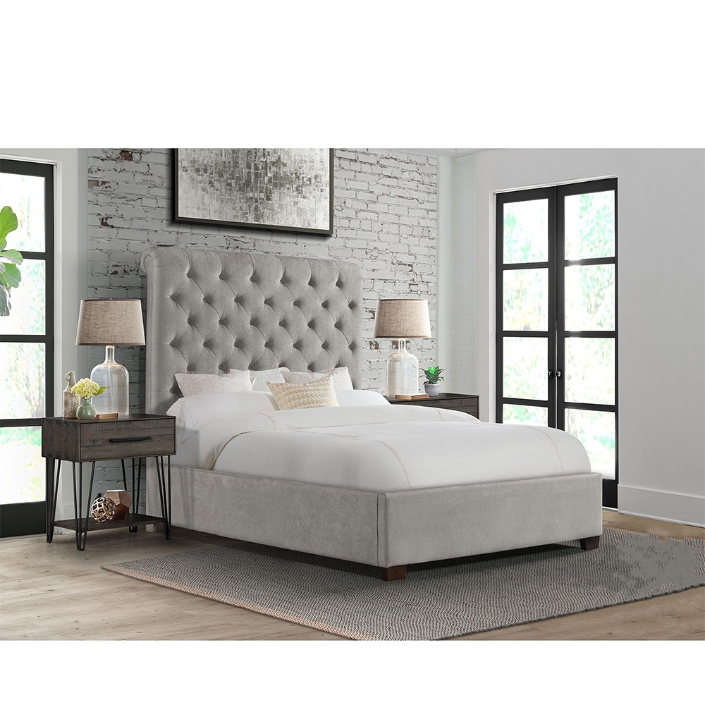 Ellesime International  | Waldorf Upholstered Queen bed ( Grey )