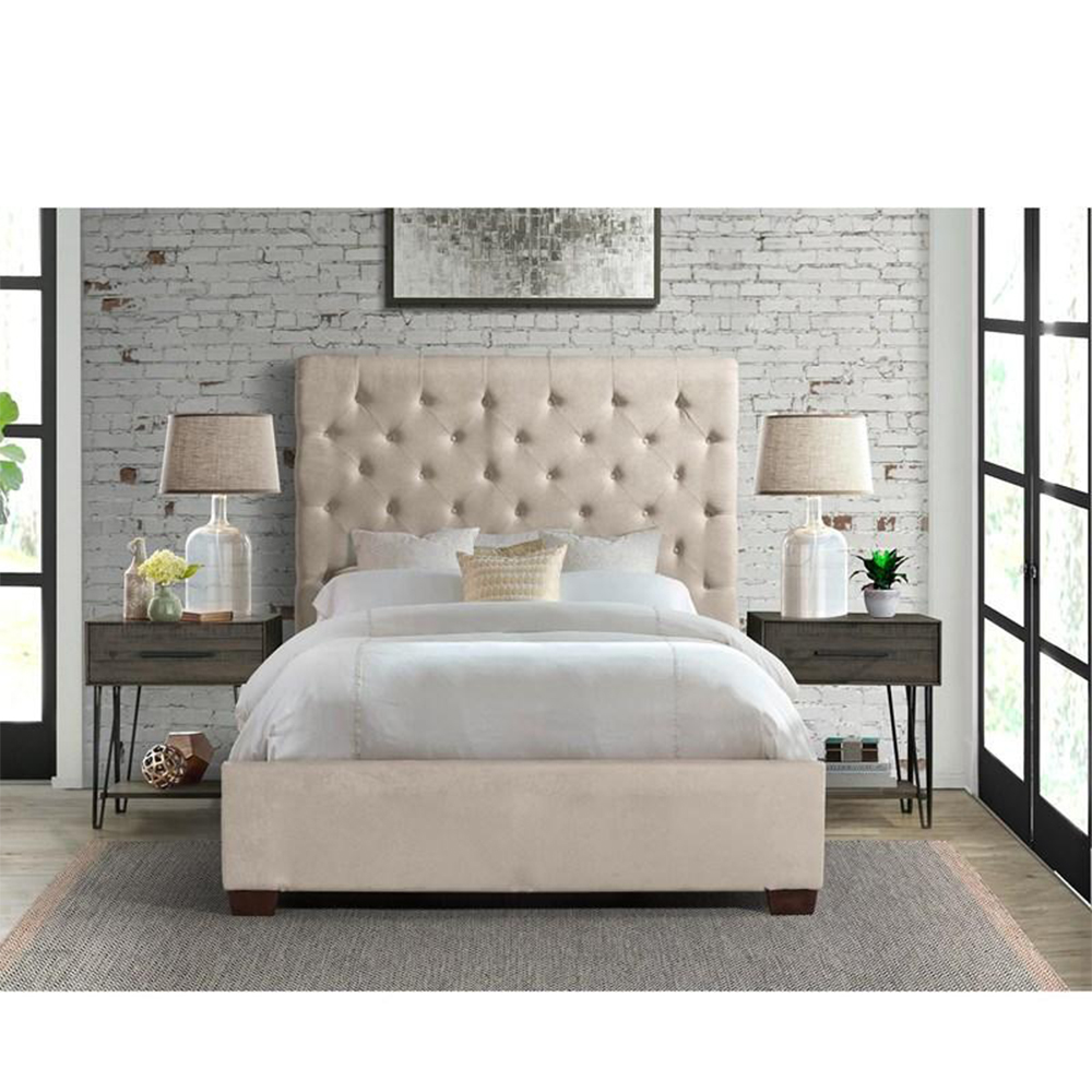 Ellesime International  | Waldorf Upholstered Queen bed ( Grey )