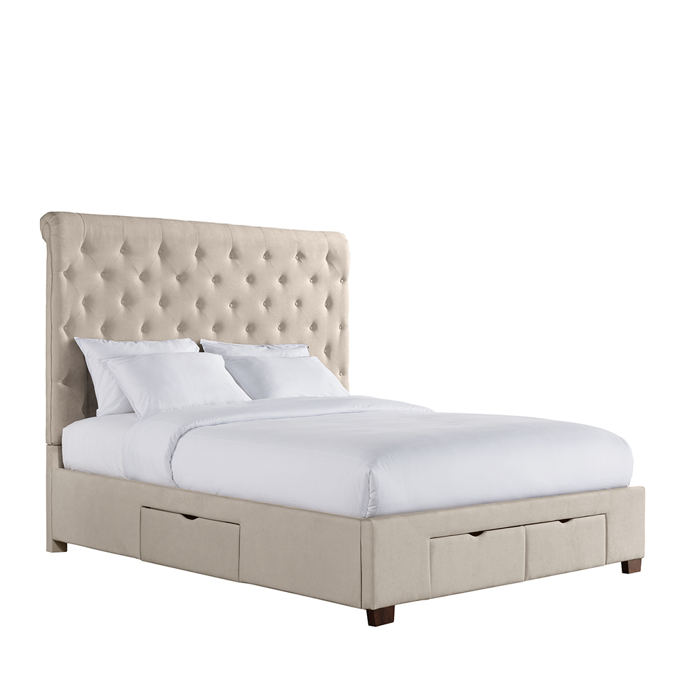 Waldorf Upholstered Queen Storage bed ( Grey ) | Ellesime International 