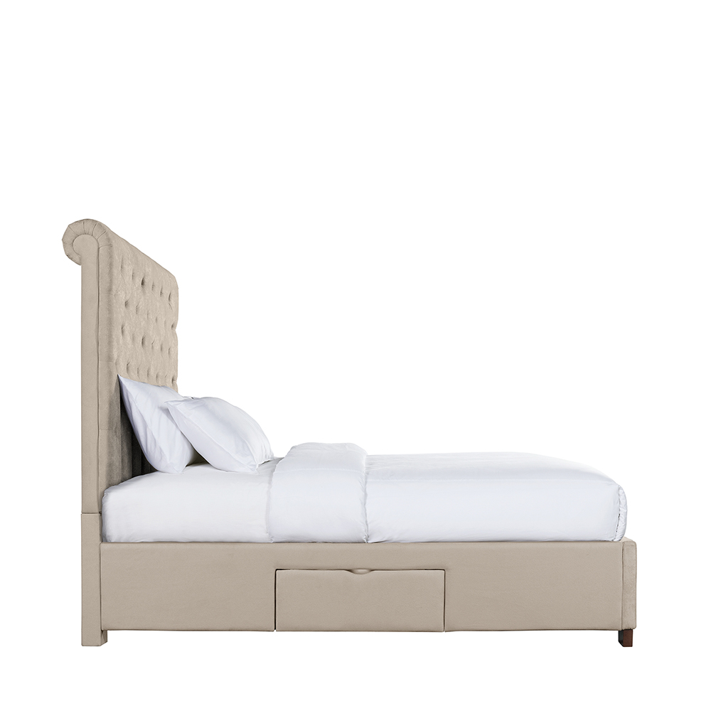 Waldorf Upholstered Queen Storage bed ( Grey ) | Ellesime International 